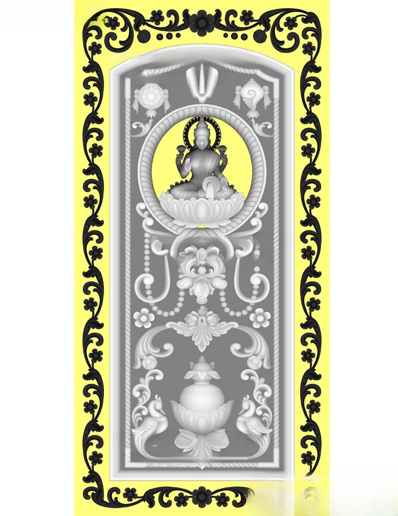 MD - MIX-149 Goddess Lakshmi Divine Temple Door 3D Relief Model